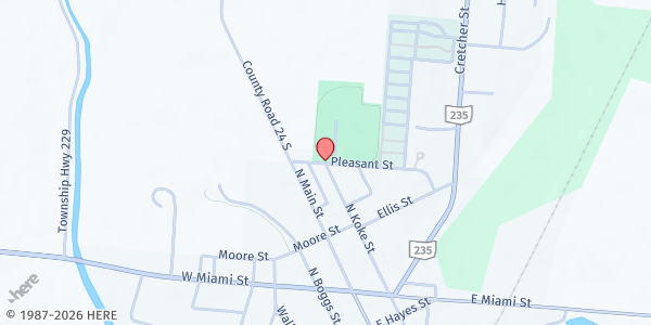 Map showing DeGraff Park - Second Harvest Mobile Pantry at 101 Pleasant St., DeGraff, OH