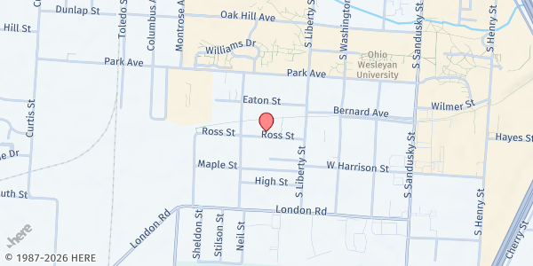 Map showing LSS Delaware Food Pantry at 54 Ross Street, Delaware, OH