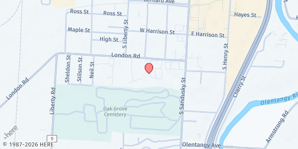Map showing LSS Delaware Food Pantry at 73 London Rd., Delaware, OH