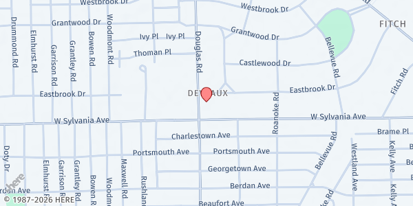 Map showing Aldersgate United Methodist Church Food For All Pantry at 4030 Douglas Road, DeVeaux, OH