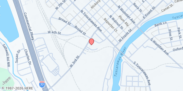 Map showing Greater Dover New Philadelphia Food Pantry at 420 W. 3rd Street, Dover, OH