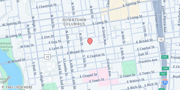 Map showing Franklin County Office on Aging - Downtown at 280 East Broad Street, Downtown, OH