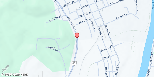 Map showing Jubilee Food Pantry at 10561 Frazeyburg Rd., Dresden, OH