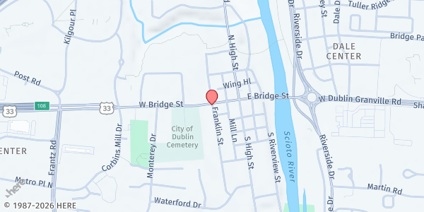 Map showing Dublin Food Pantry - Dublin School District at 6608 Dublin Center Drive, Dublin, OH