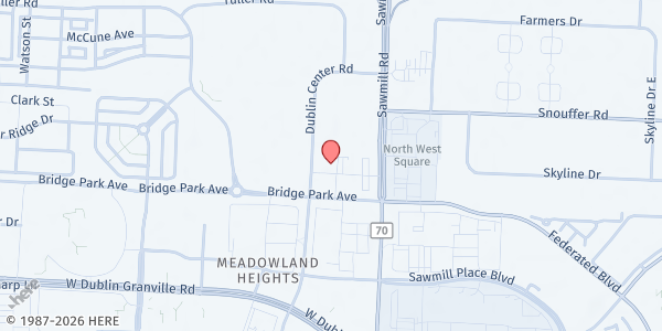 Map showing Dublin Food Pantry at 6608 Dublin Center Dr, Dublin, OH