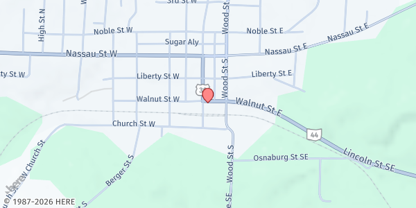 Map showing Mt. Tabor UMC at 108 Walnut St Ste E, East Canton, OH