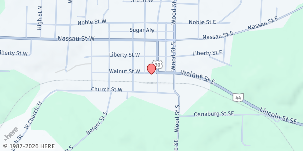 Map showing Mt. Tabor UMC Pantry at 108 Walnut St Ste E, East Canton, OH
