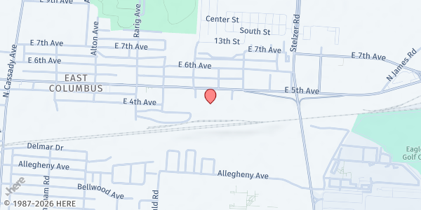 Map showing Corinthian Baptist Church at 3161 East 5th Avenue, East Columbus, OH