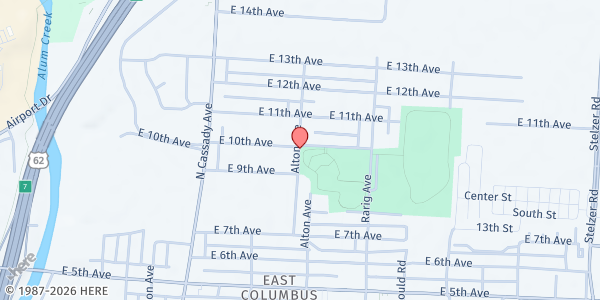 Map showing William H. Adams Community Center at Alton Avenue, East Columbus, OH