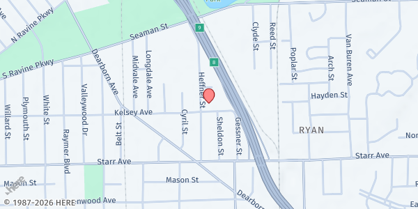 Map showing New Heights Fellowship Baptist Church at 255 Heffner Street, East Toledo, OH