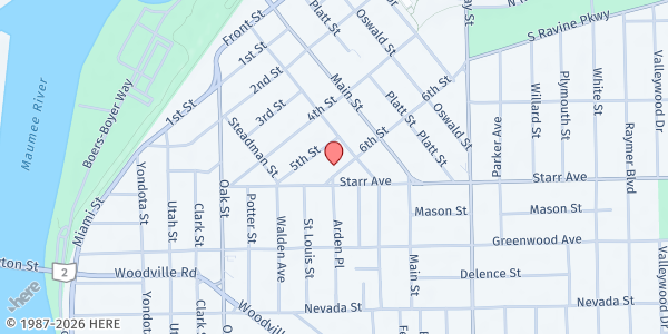 Map showing Saint Louis Helping Hands at 443 6th Street, East Toledo, OH