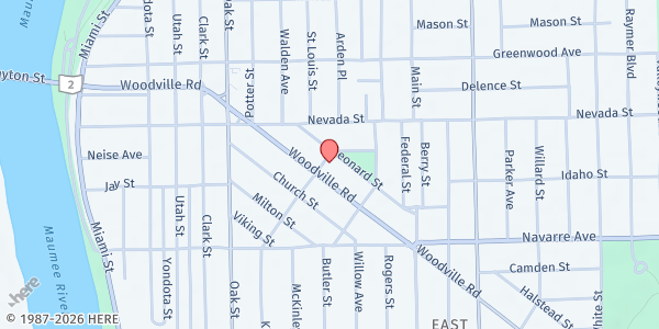 Map showing Saint Mark's Lutheran Church at 611 Woodville Road, East Toledo, OH