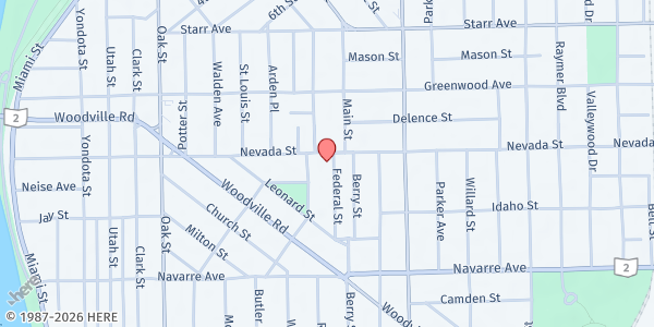 Map showing Salem United Methodist Church at 602 Federal Street, East Toledo, OH