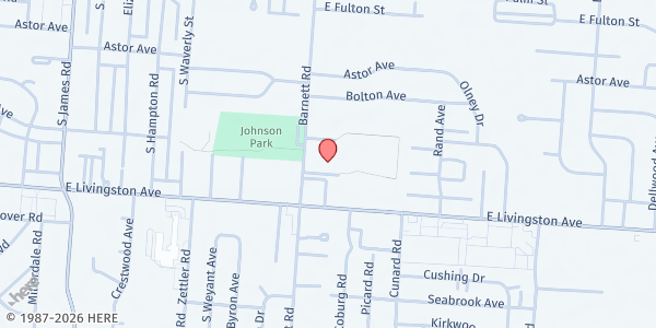 Map showing BARNETT COMMUNITY CENTER at 1184 Barnett Road, Eastmoor, OH