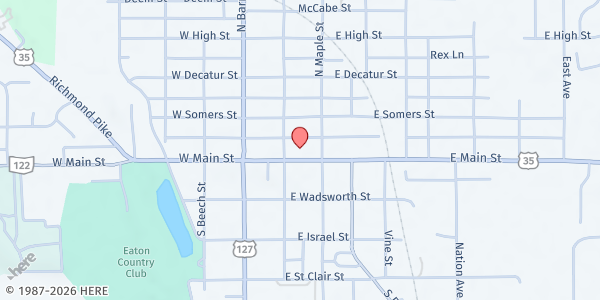 Map showing Food 4 Families - Eaton at 212 E. Main St., Eaton, OH
