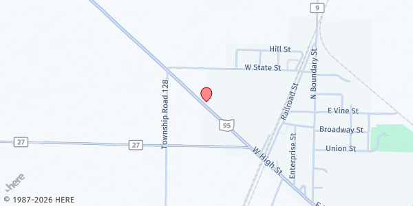 Map showing EEBC Pantry at 3055 State Route 95 W., Edison, OH