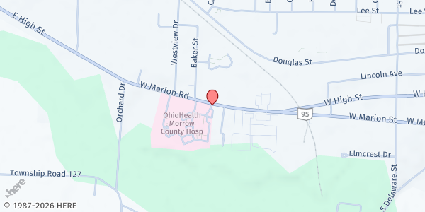 Map showing Morrow County Food Pantry at 619 W. Marion Rd., Edison, OH