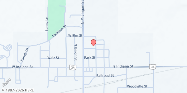Map showing Edon Area Ministerial - E.A.M.A. at 301 N. Church Street, EDON, OH