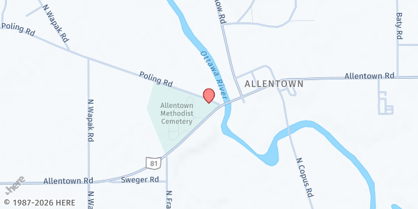 Map showing Allentown Five Loaves FP at 4900 Allentown Road, Elida, OH
