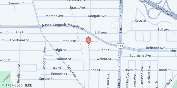 Map showing Pantry at 223 CLINTON AVE, ELYRIA, OH