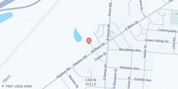 Map showing Enon Emergency Relief at 101 Scott St, Enon, OH