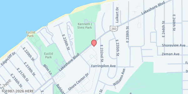 Map showing East Shore United Methodist at 23002 Lake Shore Blvd, Euclid, OH