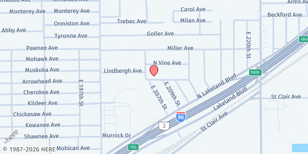 Map showing Kappa Venue at Euclid at 20713 North Vine Ave, Euclid, OH