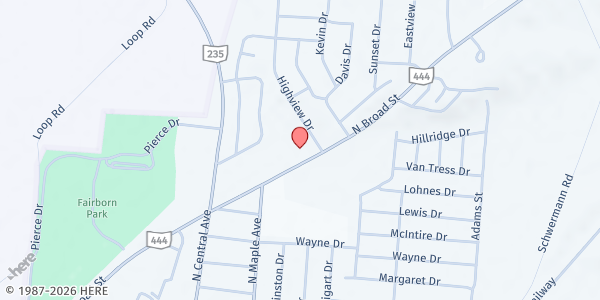 Map showing FISH - Fairborn Food Pantry at 1149 N Broad St., Fairborn, OH