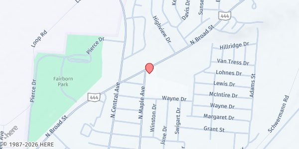 Map showing St. Vincent de Paul - Fairborn at Mary Help of Christians Church at 954 N. Maple St., Fairborn, OH