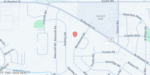 Map showing Unitarian Universalist Church of Akron Pantry at 3300 Morewood Rd., Fairlawn, OH