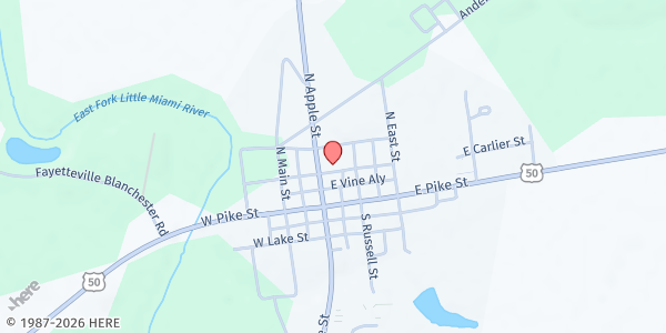 Map showing Fayetteville United Methodist Church at 61 East Humbler Street, Fayetteville, OH