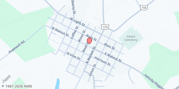 Map showing Felicity Community Mission at 420 Walnut Street, Felicity, OH