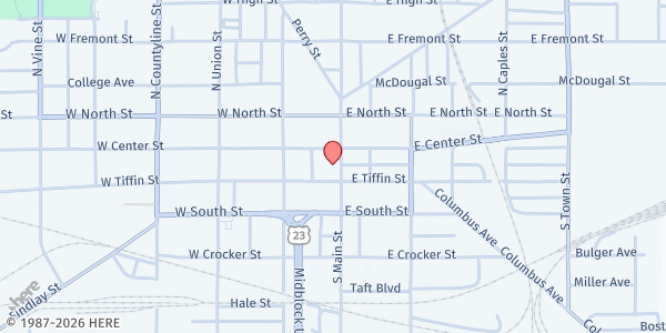 Map showing Pantry Plus of Seneca County at 115 S. Main St., Fostoria, OH