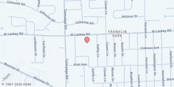 Map showing Emmanuel Baptist Church at 4207 West Laskey Road, Franklin Park, OH