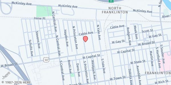 Map showing City Life Center at 40 Chicago Avenue, Franklinton, OH