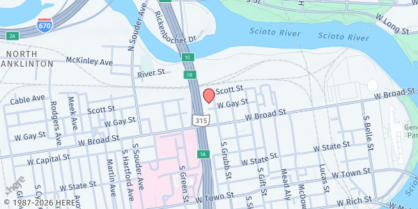 Map showing Home for Families at 33 North Grubb Street, Franklinton, OH