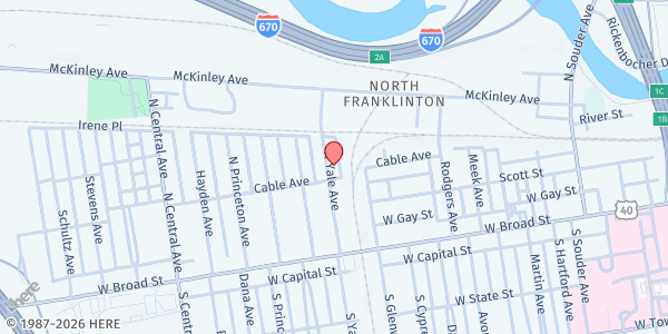 Map showing Magic House Farms - Franklinton at 120 North Yale Avenue, Franklinton, OH