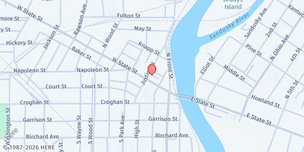 Map showing PONTIFEX - DISCIPLES IN ACTION at 416 W. State St, Fremont, OH