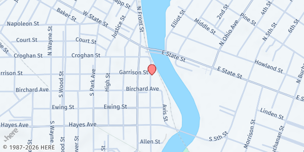 Map showing Sandusky County Food Pantry at 129 Bidwell Ave., Fremont, OH