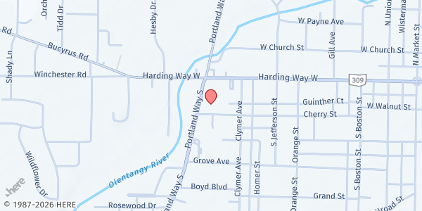 Map showing St. Paul United Methodist Food Pantry at 746 Cherry St., Galion, OH