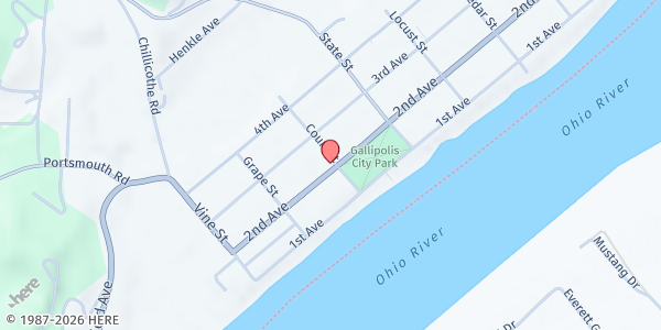 Map showing Court Street Ministries at 33 Court Street, Gallipolis, OH