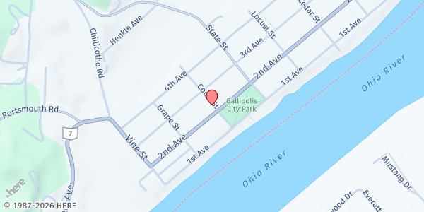 Map showing Court Street Ministries at 33 COURT ST, GALLIPOLIS, OH