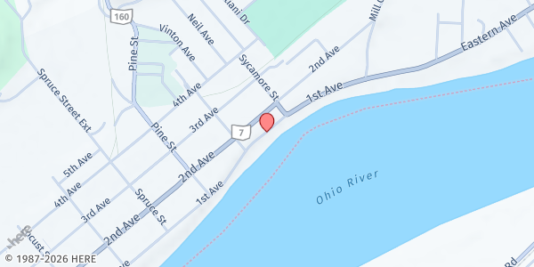 Map showing First Church of the Nazarene at 1110 1ST AVE, GALLIPOLIS, OH