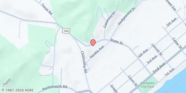 Map showing The Outreach Center- Gallia County at 275 State Street, Gallipolis, OH