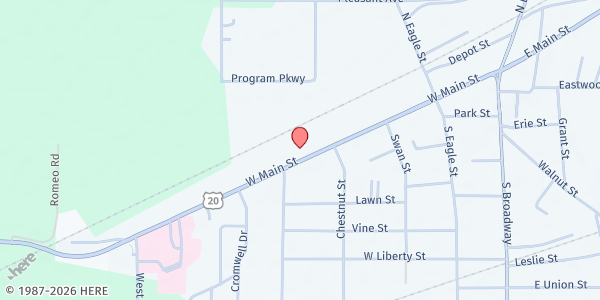 Map showing Geneva Food Pantry at Geneva, Geneva, OH