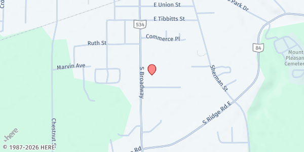 Map showing Volunteers of Geneva at 811 S Broadway Ave, GENEVA, OH