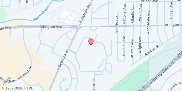 Map showing Margaret Hunt Senior Center at 2121 Garden Lake Parkway, Glendale-Heatherdowns, OH