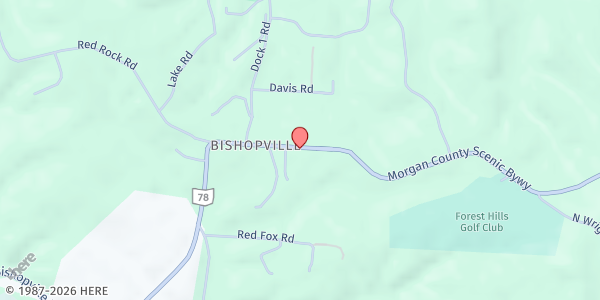 Map showing Bishopville Church of Christ Food Pantry at 6555 S STATE ROUTE 78, GLOUSTER, OH