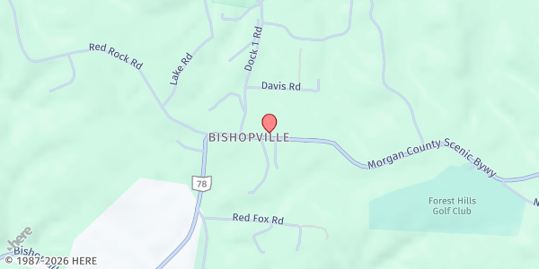 Map showing Bishopville Food Pantry at 6555 OH-78, Glouster, OH