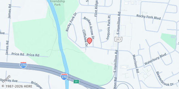 Map showing Christian Center Church Gahanna at 298 Rocky Fork Drive South, Gramercy Park Estates, OH